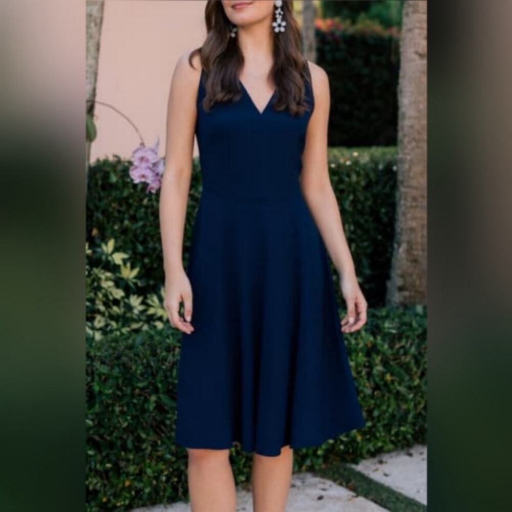 NWT Gal Meets Glam Kendra Fit & Flare Dress Navy 6